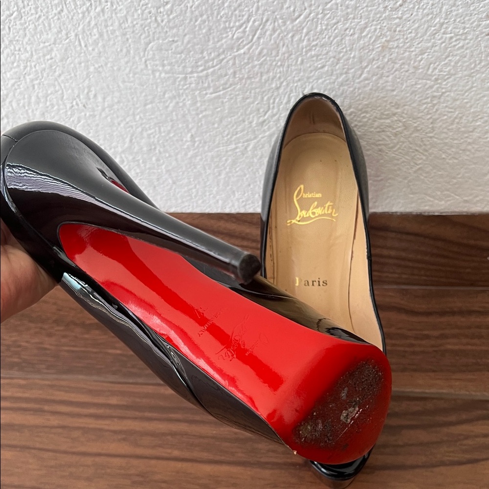 Christian Louboutin Glossy Black Heels with Signature Red Soles